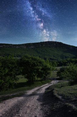 Samanyolu. Güzel bir gece gökyüzü yıldızlarla