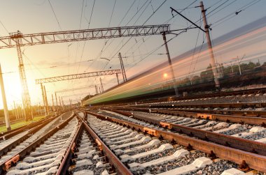 Yüksek hızlı yolcu treni hareket bulanıklık etkisi parça 