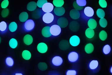 Ufuk Noel ışıkları. Yeni yıl bokeh. Arka plan