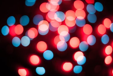 Ufuk Noel ışıkları. Yeni yıl bokeh. Arka plan