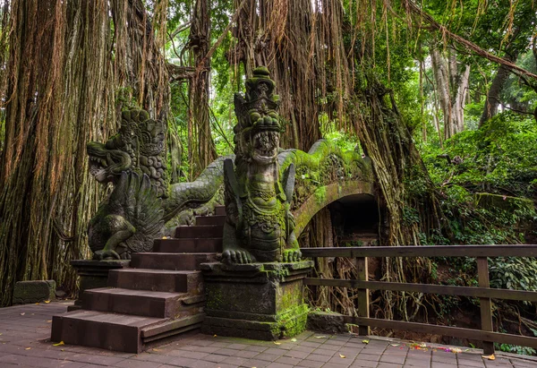 Drachenbrücke in heiligem Affenwald-Heiligtum, Ubud, Bali — Stockfoto