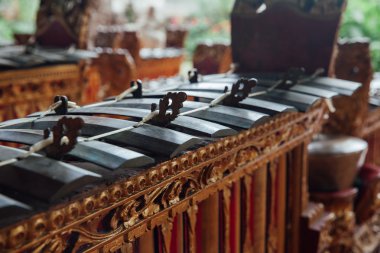Traditional balinese music instruments, Ubud, Bali clipart