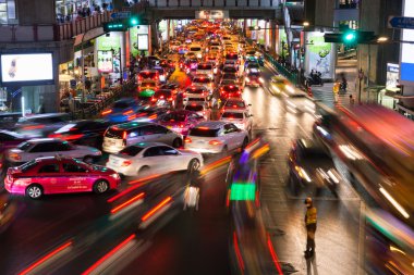 Siam Square, Bangkok, Tayland, Thailand, yoğun trafik