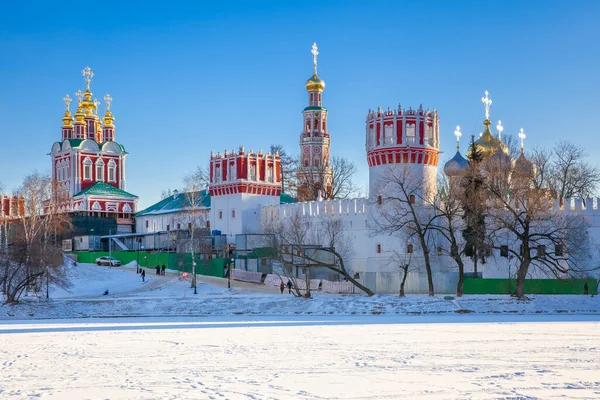 Uma Vista Convento Novodevichy Inverno Patrimônio Unesco Moscou Rússia — Fotografia de Stock