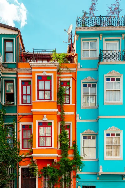 Bunte Häuser Balat Bei Touristen Beliebt Istanbul Türkei — Stockfoto