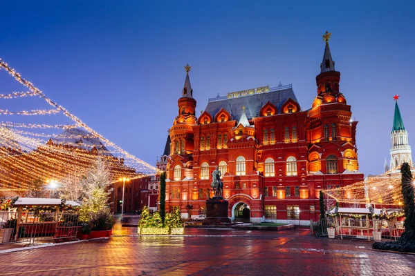 Moscou Rússia Dezembro 2019 Museu Histórico Estado Com Decorações Natal — Fotografia de Stock