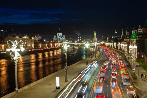 Vista Kremlin Moscou Com Iluminação Ano Novo Moscou Rússia — Fotografia de Stock