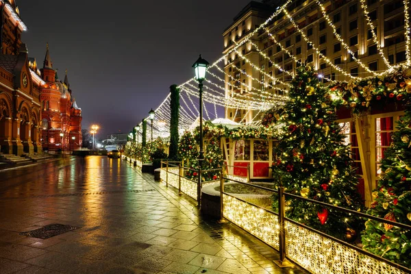 Christmas Market Front State Historical Museum Moscow Russia — Stock Photo, Image