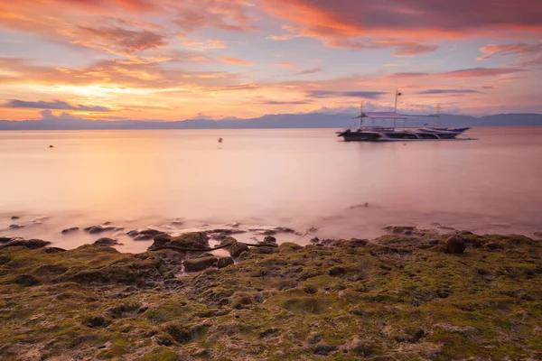 Herrlicher Sonnenuntergang Strand Von Moalboal Cebu Philippinen — Stockfoto