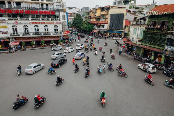 Hanoi Vietnam October 2018 View Famous Chaotic Traffic Dong Kinh — Stock Photo, Image