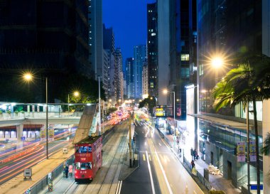 Hong Kong Çift katlı tramvay geceleri