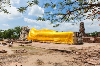 Tapınağı yatan Buda, Ayutthaya, Tayland.