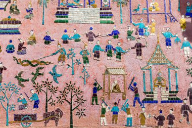 Wat Xieng tanga duvarlarında dini oymalar