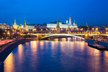 Alacakaranlıkta görünümü Moskova Kremlin, Rusya Federasyonu
