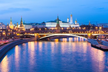 Alacakaranlıkta görünümü Moskova Kremlin, Rusya Federasyonu