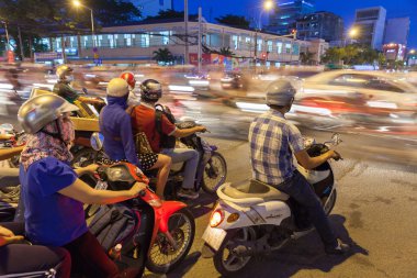 Motosiklet sürücüleri kavşak, Ho Chi Minh City, Vietnam
