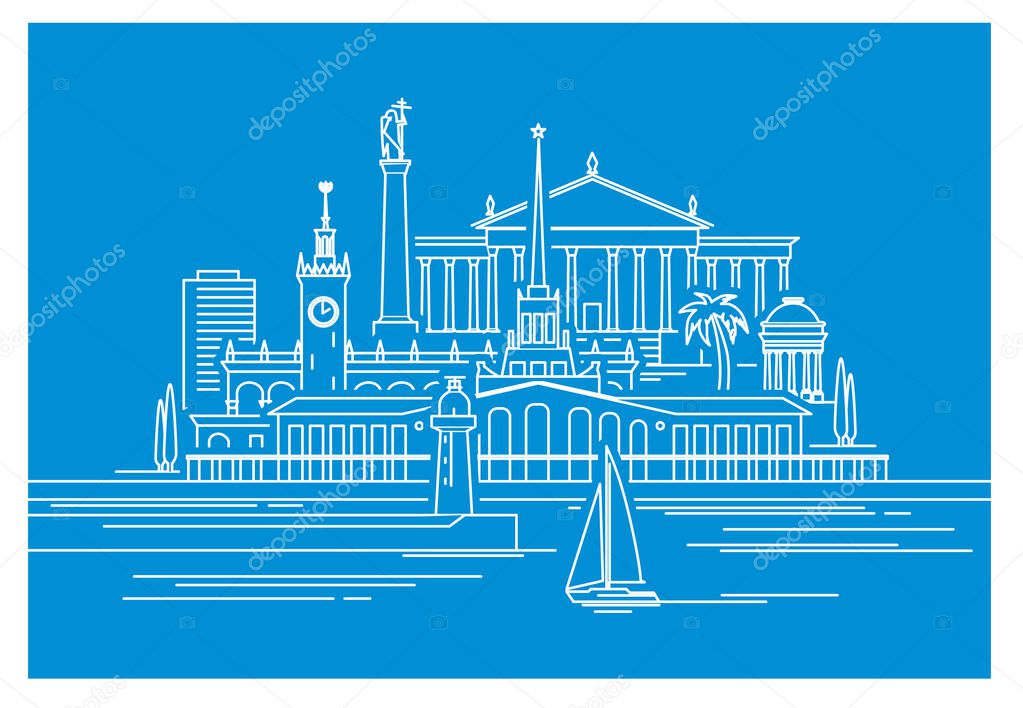 Sochi city landscape, landmark. Vector illustration