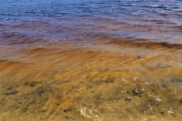 Pequeñas Olas Oceánicas Chapotean Cerca Costa Del Golfo México — Foto de Stock