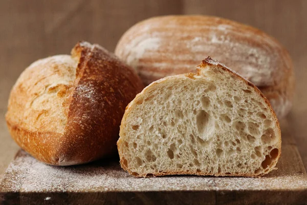 Fresh homemade crisp bread, soft focus. French bread. Bread at leaven. Unleavened bread.