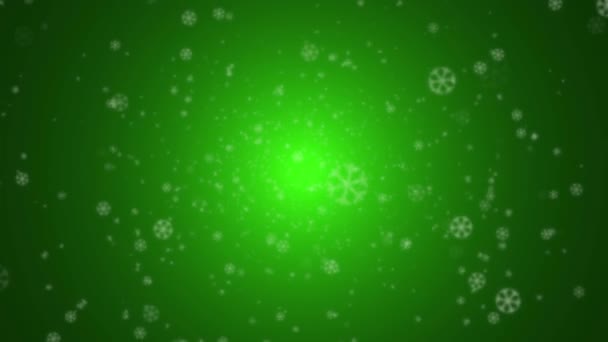 Zielone Animowane Tło Cząsteczki Śniegu — Wideo stockowe