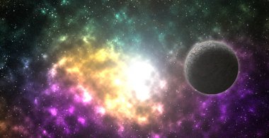 Nebula ve yıldızlarla dolu bir arka plan. 360 derecelik uzay nebulası.