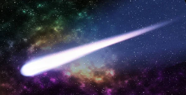 一颗彗星 世界的尽头天文学 一颗小行星 一颗陨石落在星空的地面上 陨石的攻击 — 图库照片