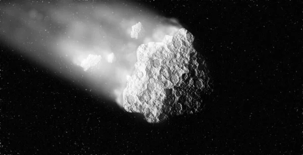 Астероид Комета Конец Света Метеорит Падает Землю Против Звездного Неба — стоковое фото