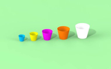 3d görüntüleme; 3d resim; yeşil arkaplanda farklı boyutlarda plastik gözlük