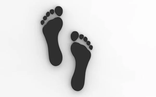 Rendering Image Footprint Man White Background Black Trail — Stock Photo, Image