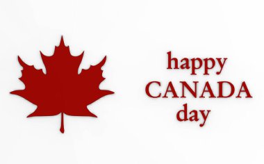 Beyaz arka plandaki harfler mutlu Kanada günleri. Akçaağaç yaprağı diktir.