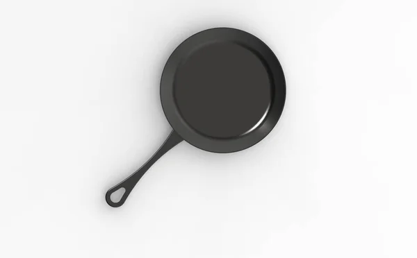 Metal Frying Pan White Background Image Rendering — Stock Photo, Image