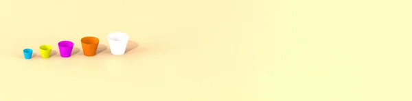 Рендеринг Image Цветочные Горшки Разных Размеров Желтом Фоне Баннер Вставки — стоковое фото