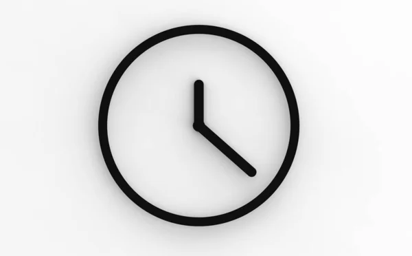 Saatin siyah elleri beyaz duvarda. Zaman kavramı. 3 boyutlu görüntü. 3d oluşturma.