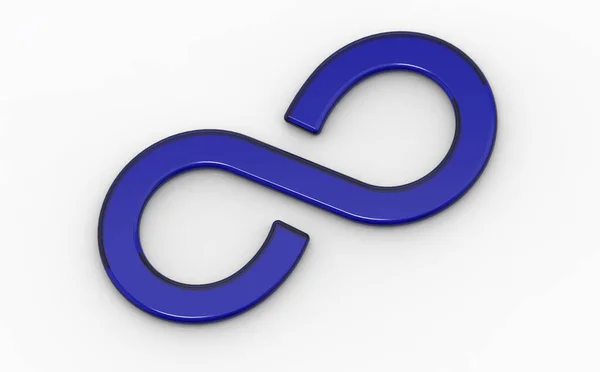 Znak Nieskończoności Wykonany Niebieskiego Szkła Leży Białym Tle Symbol Nieskończoności — Zdjęcie stockowe