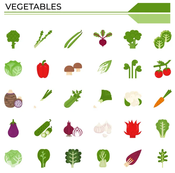 食品や植物のウェブサイト プレゼンテーション 本のための野菜のアイコンセット — ストック写真