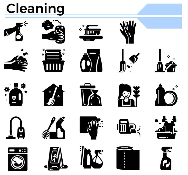 Очищення Іконок Гліфів Веб Сайту Щоденне Питання Гігієни Захист Від — стоковий вектор