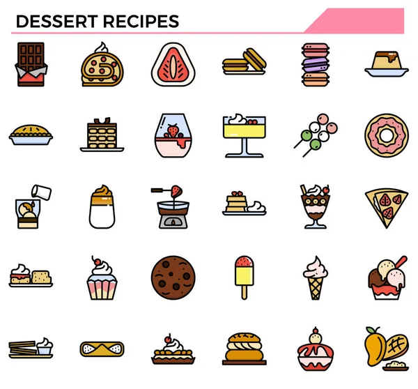 Dessert Recepten Icoon Set Voor Website Presentatie Restaurant Cafe Menu — Stockvector