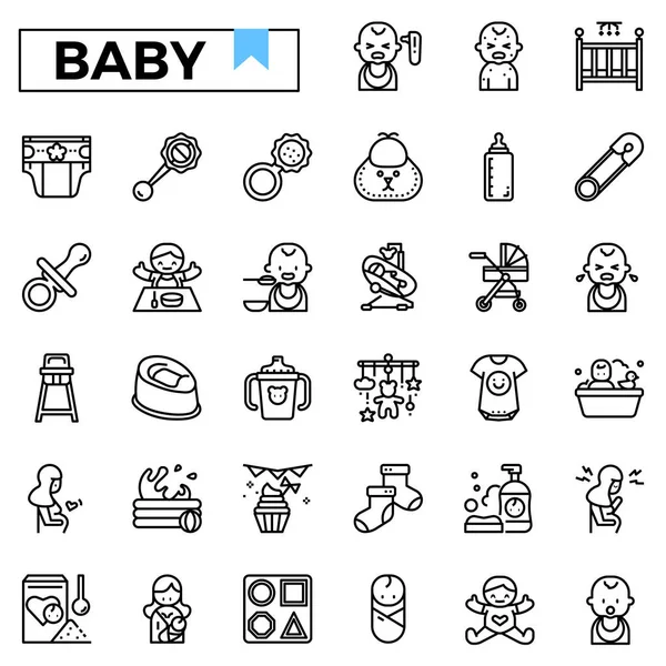 Baby Und Spielzeug Skizzieren Symbolset — Stockvektor