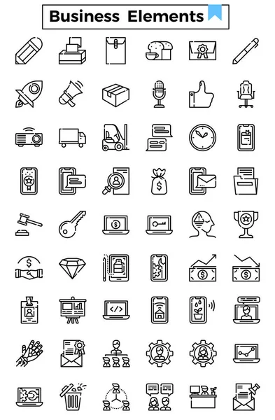 Elementos Negocio Iconos Oficina — Archivo Imágenes Vectoriales