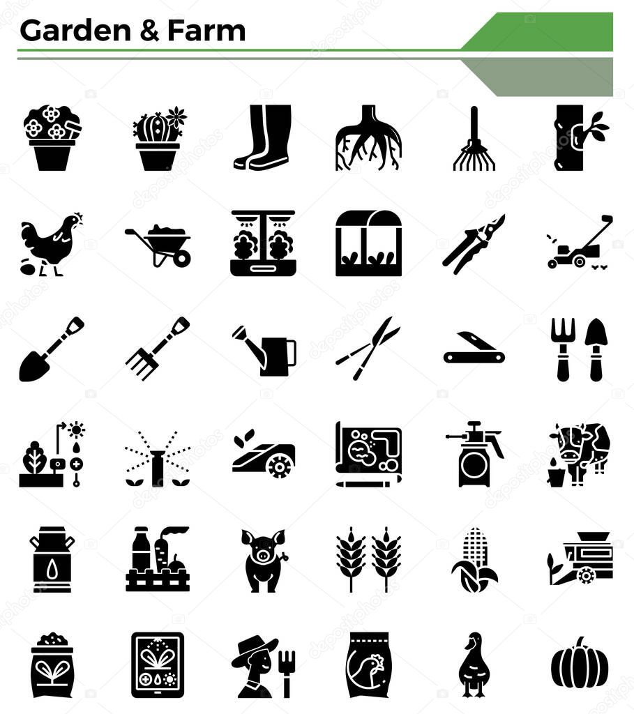 Gardening and farming icon set for farmer,garden issue.