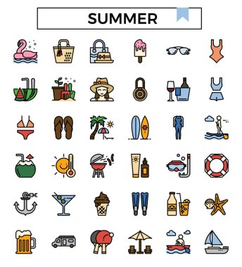 Yaz doldurulmuş taslak simgesi seti.