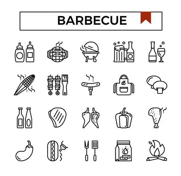 Ensemble Icônes Barbecue — Image vectorielle