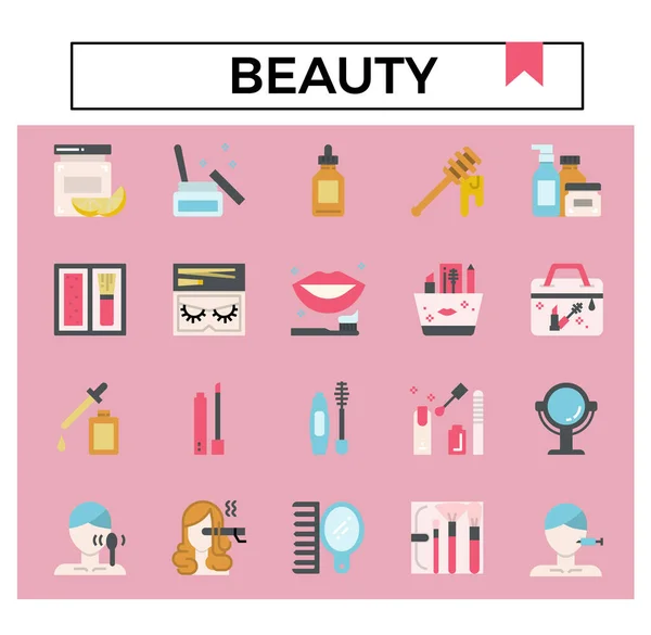 Beauty Cosmetics Icon Set — Stock Vector