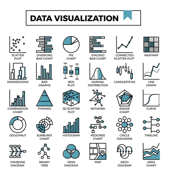 Conjunto Ícones Visualização Dados —  Vetores de Stock