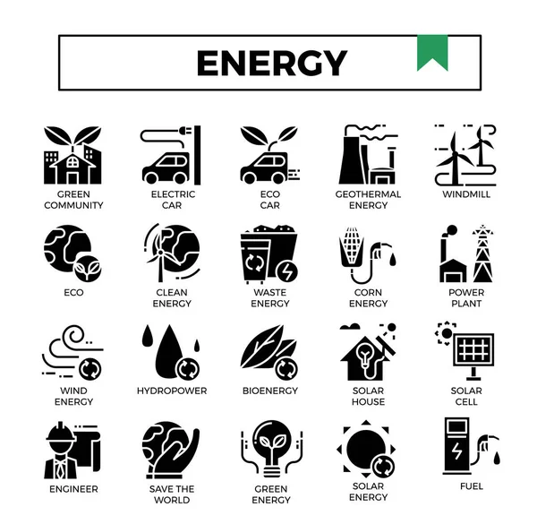 Sada Ikon Energie Životního Prostředí — Stockový vektor