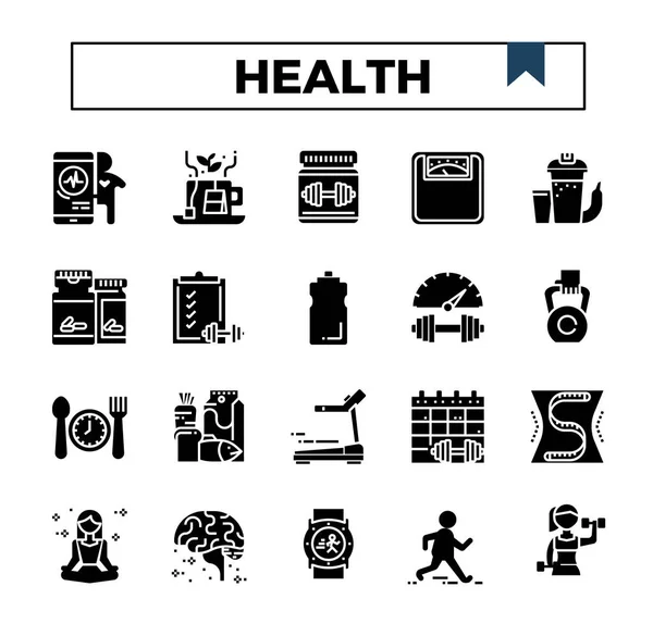 Health Exercise Icon Set — Stock Vector