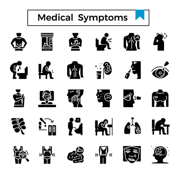 Set Icone Sintomatiche Mediche — Vettoriale Stock