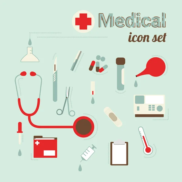 Set Icone Attrezzature Mediche — Vettoriale Stock