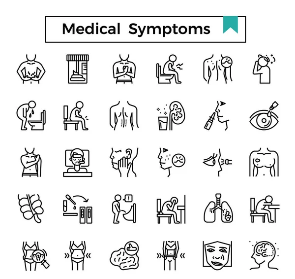 Set Icone Sintomatiche Mediche — Vettoriale Stock