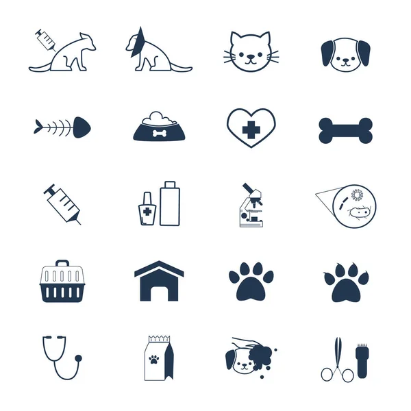 Veterinario Mascota Icono Conjunto — Vector de stock